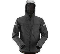 Snickers Workwear AllRoundWork Veste softshell à capuche Noir Taille S Applique unisexe adulte, Non applicable, Non Disponible