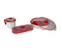 Snips - 3 Boîtes Alimentaires Micro Onde avec Couvercle - Cuiseur Vapeur Micro Ondes 2L pour Cuit Vapeur, Cuiseur Oeuf et Mug à Soupe, Lot de Récipient Alimentaire pour Cuisson Rapide Made in Italy