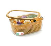 SNIPS Aroma Keeper rectangulaire 4 LT, contenant pour aliments, panier interne amovible, fermeture anti-fraîcheur, couleur moutarde, 17,5 x 17,5 x 10 cm