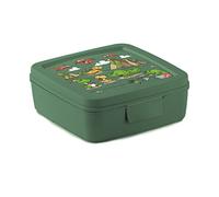 Snips Boîte à sandwich, Boîte à déjeuner pour enfants, Décor Dinosaure, Boîte à repas 14,5 x 14,5 x 5,5 cm, Couleur verte, Made in Italy