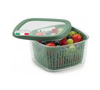 Snips, Boîte de Conservation avec Boite Rangement Frigo Verte, 1,50 L, Grille Intérieure, 17,5 x 17,5 x 10 cm, Made in Italy