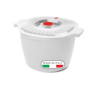 Snips - Cuiseur Vapeur Pâtes et Pommes de Terre Micro Onde 4L, Conteneur Alimentaire Micro Ondes avec Passoire Intégrée pour Cuit Vapeur, Récipient pour Cuisson Rapide Blanc 26,5x22x16,5 Made in Italy