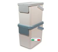 Snips, Ensemble de 2 Poubelle Tri Sélectif 2 x 25 litres, Poubelle de Tri de Cuisine 26 x 36 x 43 cm Couleur Blanche, Made in Italy.