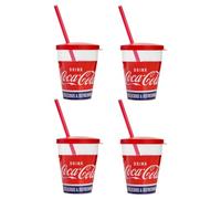 Snips, Lot de 4 Verres à Coca-Cola avec paille 0.385 L, Verres en plastique avec paille et couvercle Fabriqué en Italie 0% Bpa