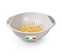 Snips Passoire à Pâtes Ø 28 cm, Passoire Cuisine avec Pieds et Poignées, Égouttoir Plastique pour Pâtes, Légumes et Fruits, Blanc et Gris, Lave-Vaisselle, Made in Italy