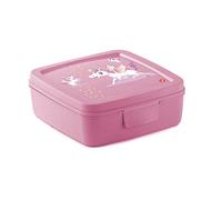 Snips, Porte Sandwich à Decor Licorne, Porte-goûter Enfants, Conteneur pour Aliments, Boîte a Lunch 14,5 x 14,5 x 5,5 cm, Rose, Made in Italy