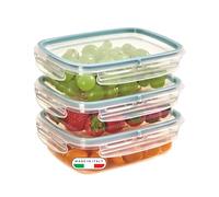 Snips, SnipsLock, Boîte de conservation Rectangulaire, Boite Rangement Frigo 0,60 Lt, 3 pcs, 4 Fermetures de sécurité, 18,4 x 13,8 x 8 cm, Made in Italy, Bleu Ciel