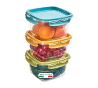 Snips, SnipsLock MIXCOLOR, Set de 3 Contenants pour Aliments, 3 x 1 LT, Carré, 14,7 x 14,7 x 12 cm, Fabriqué en Italie