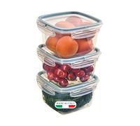 Snips, SnipsLock Square 3 pcs Boîte de conservation Carrée 1 Lt, Boite Rangement Frigo 14,7 x 14,7 x 12 cm, Boîte de Conservation, 4 Fermetures de sécurité, Made in Italy