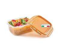 Snips Veggie SnipsLock 1,8 LT Boîte alimentaire Rectangulaire avec Grille Amovible, 4 Fermetures de Sécurité, Joint de Fraîcheur, Couleur Moutarde, 22,5 x 17,7 x 9 cm, Made in Italy