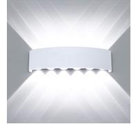 SNO LED Applique Murale Moderne Blanc, 12W Lumière Blanc Froide, Applique Murale étanche IP65, Lumière pour Chambre Couloir