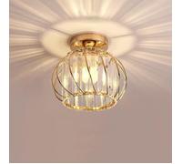 SNO Plafonnier en Cristal Industriel Semi-encastré Moderne, E27 Cristal Luminaire Plafond en Métal Doré pour Couloir Salon, Ø18cm