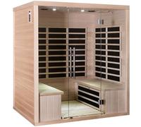 SNÖ Sauna Infrarouge 4 Places 3200W | Bois Massif Hemlock, Chromothérapie, Bluetooth/MP3 | 11 Panneaux Carbone, Façade Vitrée, Température Douce 60°C