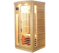 SNÖ Sauna Infrarouge Extérieur 1 Place 1500W | Cabine Hemlock Bois Massif, Chromothérapie LED, Panneaux Carbone | Porte Verre Sécurisé, Ionisateur, Connexion Audio Bluetooth