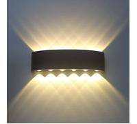 SNOGOLD 12W LED Applique Murale Interieur Noir en Aluminium, Lampe Murale Moderne Up Down Lumière Chaud pour Salon Chambre