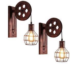 SNOGOLD 2x Applique Murale Industrielle Poulie Vintage Lampe de Mur Luminaire Intérieur pour Chambre Salon Restaurant, Rouille