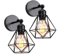 SNOGOLD 2x Applique Murale Interieur Vintage Industriel Luminaire E27 en Métal Lampe Murale Rétro Réglable 180° Éclairage, Noir