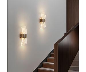 SNOGOLD 2X Applique Murale LED 12W Moderne Intérieur, Applique Murale Lumière Chaude 3000K en Acrylique pour Salon Chambre Couloir