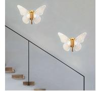 SNOGOLD 2X Applique Murale LED Moderne Lampe Murale Forme Papillon en Acrylique Intérieur Veilleuse Lumière Blanche pour Chambre -C