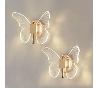 SNOGOLD 2X Applique Murale LED Moderne Lampe Murale Forme Papillon en Acrylique Intérieur Veilleuse Lumière Neutre pour Chambre -A