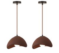 SNOGOLD 2x Suspension Moderne Lampe de Plafonde Abat-jour en PVC Ciment Ø20cm Brun, E27 Lustre Industriel Luminaire pour Salon