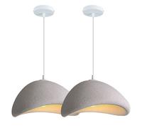 SNOGOLD 2x Suspension Moderne Lampe de Plafonde Abat-jour en Résine Ciment Ø40cm Gris, E27 Lustre Industriel Luminaire pour Salon