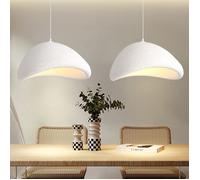 SNOGOLD 2x Suspension Moderne Lampe de Plafonde Abat-jour en Résine Ciment Ø50cm Blanc, E27 Lustre Industriel Luminaire pour Salon