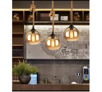SNOGOLD 3X Suspension Industriel Forme Boule 25cm en Verre Ambré Lustre Rétro Lampe Suspension pour Salon Salle à Manger Chambre