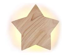 SNOGOLD Lampe Murale LED Moderne en Bois Étoile, Ø19cm 9W Applique Murale Veilleuse de Chevet Chambre Salon Salle, Lumière Chaude