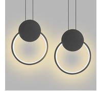 SNOGOLD Lot de 2 Lustre LED Ronde 11W Suspension Luminaire Moderne Plafonnier en Aluminium, Lustre Créatif pour Salon Chambre, Noir