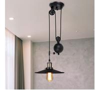 SNOGOLD Lustre Suspension à Poulie en Fer Vintage, E27 Plafonnier à Poulie Rétractable Industriel pour Cuisine Salle à Manger