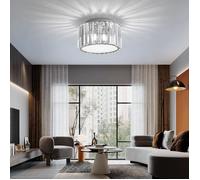 SNOGOLD Plafonnier en Cristal Moderne Luminaire en Métal Abat-jour Rond en Cristal - 4x G9 Lumières Blanches, pour Chambre Salon