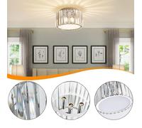 SNOGOLD Plafonnier en Cristal Moderne Luminaire en Métal Abat-jour Rond en Cristal - 4x G9 Lumières Chaudes, pour Chambre Salon