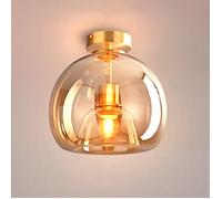 SNOGOLD Plafonnier Industriel en Verre Ambré, E27 Luminaire Vintage, Plafonnier Globe Semi-Encastré, Éclairage du Milieu du Siècle