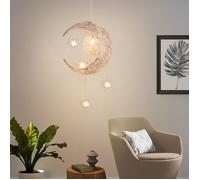 SNOGOLD Suspension Luminaire Lune Étoiles LED Lustre Plafonnier avec 5 Ampoules Éclairage pour Chambre -Lumière Blanche Chaude