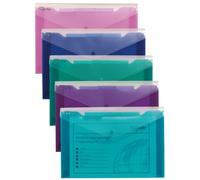 Snopake 14967 Polyfile Trio Electra Lot de 5 chemises en polypropylène à bouton pression avec pochette 5 coloris différents