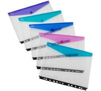 Snopake 15694 Polyfile Lot de 5 pochettes plastifiées pour classeurs à anneaux Couleurs Electra Format A4 paysage