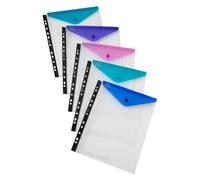 Snopake 15695 Polyfile Lot de 5 pochettes plastifiées pour classeurs à anneaux Couleurs Electra Format A4 portrait