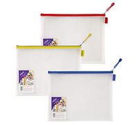 Snopake Lot de 3 pochettes zippées en maille EVA ultra résistante 360 x 275 mm Transparent