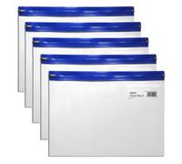 Snopake Lot de 5 pochettes zippées "S" Transparent/bleu Format A5 255 x190 mm