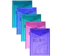 Snopake Polyfile Lot de 5 enveloppes avec bouton pression Couleurs assorties A4