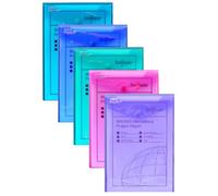 Snopake Polyfile Lot de 5 enveloppes avec bouton pression Format A5 portrait Couleurs Electra assorties