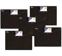 Snopake Polyfile Lot de 5 pochettes A4 Enveloppe avec bouton-pression Porte-cartes (Noir)