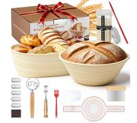 Snorthy 19 Pièces Kit Boulangerie avec 2 Banneton pour Pain 25cm et 23cm, Grattoir à Pâte, Mélangeur à Pâte, Fouet à Pâte Fournitures de Cuisson du Pain pour Les Débutants et Les Boulangers