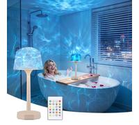 Snorthy Lampe de Douche Étanche Sans Fil 16 Couleurs LED Projecteur Ocean | Lampe de Bureau Tactile et Télécommandée Lampe LED Lampe Spa Rechargeable pour Salle de Bain, Toilettes, Bureau