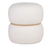 SNOVIK - Pouf Rond en Tissu Bou lanc Ceinturé en MDF