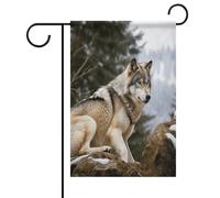 Snow Mountain Wild Wolf Décorations de Pâques pour l'extérieur avec couleurs vives, drapeau de jardin double face 30,5 x 45,7 cm, décorations de printemps pour porche, terrasse, pelouse, décoration de