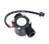 snowchecking Capteur de débit d'eau Yf S201 fiable avec filetage G1/2 et arbre en acier inoxydable pour générateur de turbine hydroélectrique DC 12 V (noir)