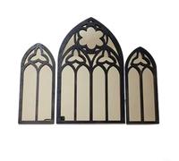 snowchecking Miroir mural gothique arqué, miroirs décoratifs en arche, ensemble de fixation murale, décoration d'intérieur, design élégant, amplification de la lumière, arrangement 3 pièces, bois