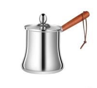 snowchecking Pot à lait en acier inoxydable, anti-déversement, théière avec poignée en bois, accessoire pour petit appareil de cuisine, bec anti-fuite, poignée résistante à la chaleur, 550 ml